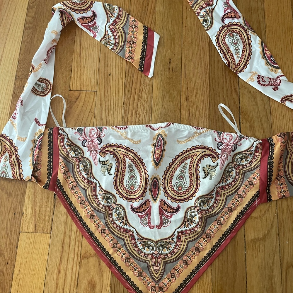 Paisley Print Women's Top - White and Brown